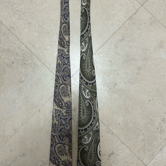 2 Brooks Brothers Makers Paisley Italian print silk handmade mens necktie bundle - Picture 7 of 8